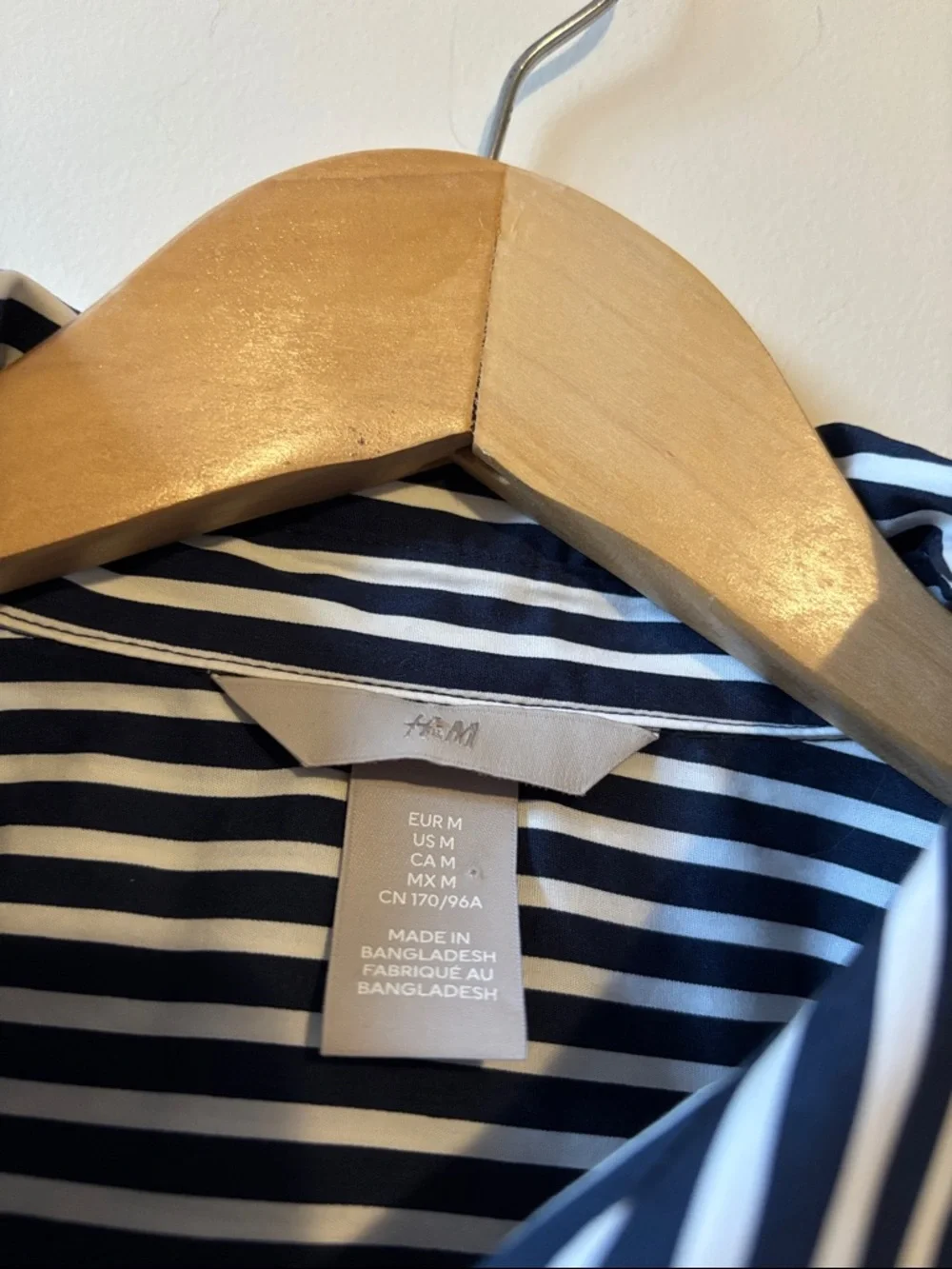 H&M Navy and White Vertical Stripe Dress Shirt - Picture 3 of 7